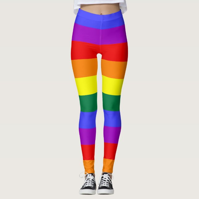 Impresión de arco iris orgullo fresco Leggings (Anverso)