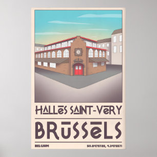 Impresión de arquitectura de Bruselas Halles Saint