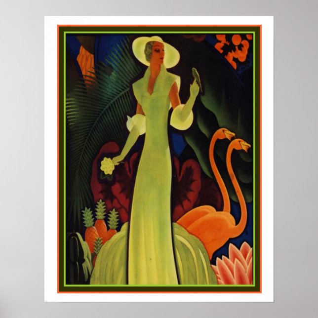 Impresión de Art Deco tropical de William P. Welsh (Frente)