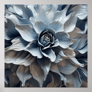 Impresión de arte abstracta de tonos grises azules