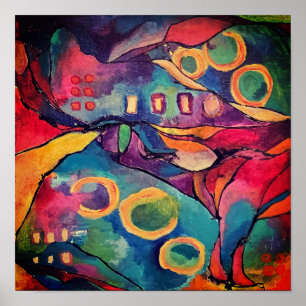 Impresión de arte abstracto colorido acrílico únic