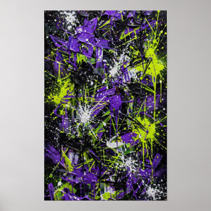 Impresión de arte abstracto de graffiti neón lima
