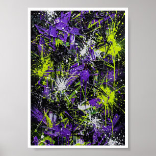 Impresión de arte abstracto de graffiti neón lima