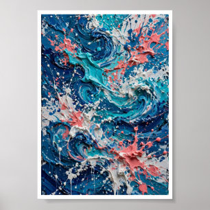 Impresión de arte abstracto de onda de océano de c