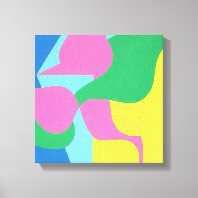 Impresión de arte abstracto en capas rosa y verde (Anverso)