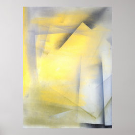 Impresión de arte abstracto gris y amarillo