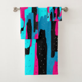 Impresión de arte abstracto rosa, negro y azul
