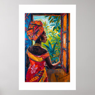 Impresión de arte abstracto vibrante africano