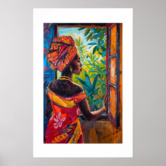 Impresión de arte abstracto vibrante africano (Frente)