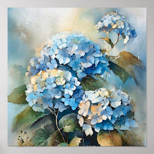 Impresión de arte acuarela de Hydrangea