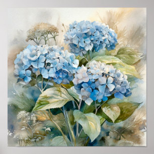 Impresión de arte acuarela de Hydrangea