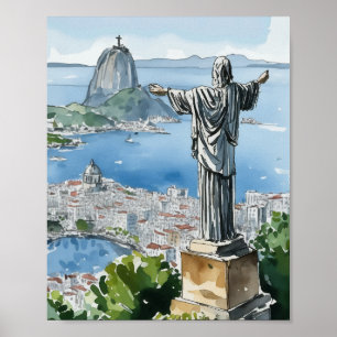 Impresión de arte acuático de Río de Janeiro Brasi