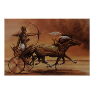 Impresión de Arte Antiguo Arquero de Carro Egipcio