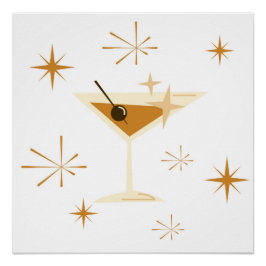 Impresión de arte atómico de Martini de mediados d