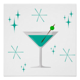 Impresión de arte atómico martini de mediados de s