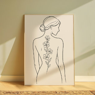 Impresión de arte botánico de línea femenina minim