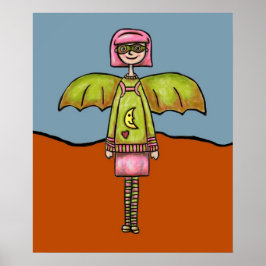 Impresión de arte, chica murciélago linda