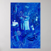 Impresión de arte contemporáneo de boda azul
