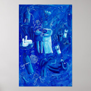 Impresión de arte contemporáneo de boda azul