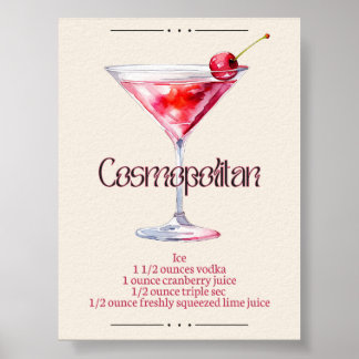 Impresión de arte cosmopolita | Poster de cócteles