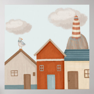 Impresión de arte costero para niños