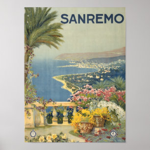 Impresión de arte costero vintage de sanremo Itali