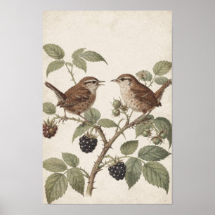 Impresión de arte Cottagecore de pájaros cantores