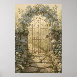 Impresión de arte Cottagecore de puerta de jardín