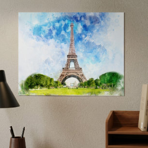 Impresión de Arte de Acuarela de la Torre Eiffel d
