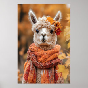 Impresión de arte de alpaca de otoño, bosque de ot