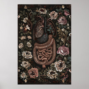 Impresión de arte de anatomía floral, intestino gó