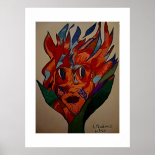 Impresión de arte de animación de flor de inflamac