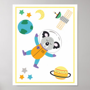 Impresión de arte de animales espaciales Koala
