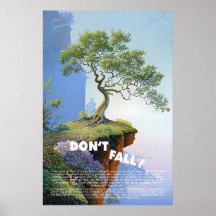 Impresión de arte de árbol al lado del acantilado