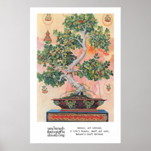 Impresión de arte de árbol bonsái tailandés Caligr