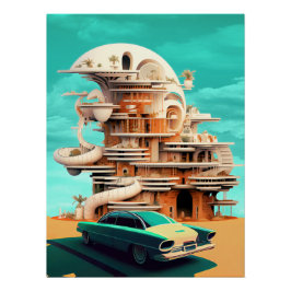 Impresión de arte de Autos Cinemáticos Retro Futur