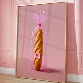 Impresión de arte de Baguette, acogedora cocina de