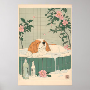 Impresión de arte de baño de Cavalier King Charles