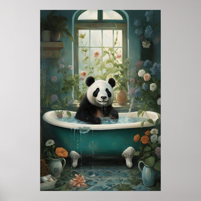 Impresión de arte de baño de flor de panda, botáni (Frente)