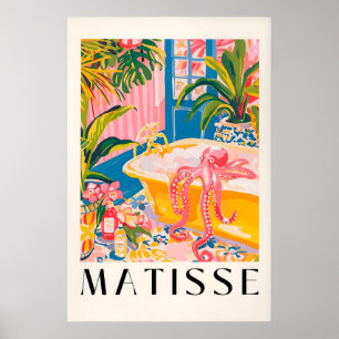 Impresión de arte de baño de pulpo Matisse rosa tr