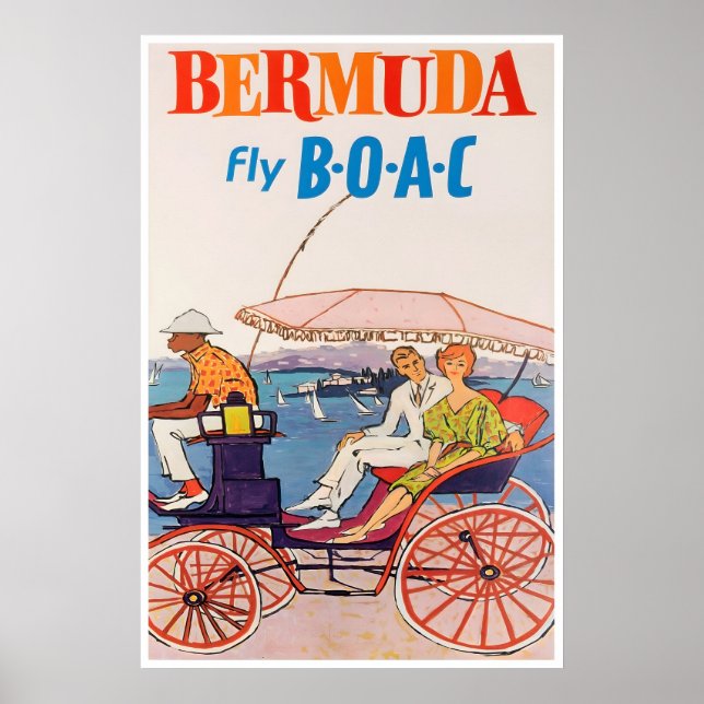 Impresión de arte de Bermudas Cartel de viaje BOAC (Frente)