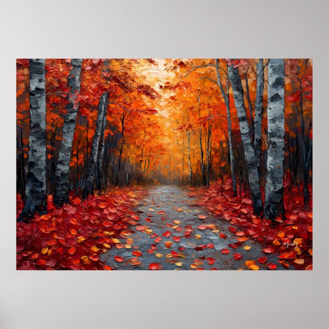 Impresión de arte de bosque otoñal texturizado par (Frente)