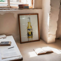 Impresión de arte de botella de cerveza en pared '