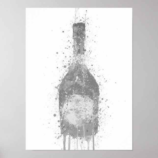 Impresión de arte de botella de champán 'Rosy' Gri (Frente)