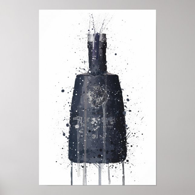 Impresión de arte de botella de ginebra 'Dark Gran (Frente)