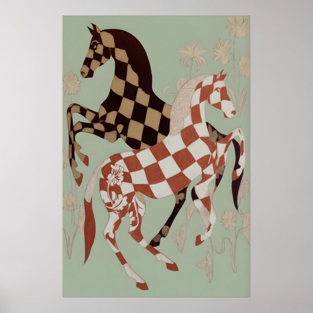 Impresión de arte de caballo de tablero de ajedrez (Frente)