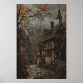 Impresión de arte de cabaña de otoño, Arte de pare