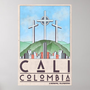 Impresión de arte de Cali Colombia estilo de viaje
