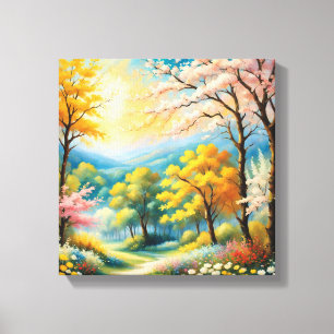 Impresión de arte de camino encantador del bosque