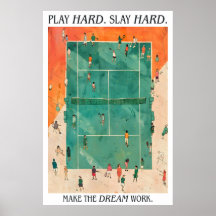 Impresión de arte de cancha de tenis Juega duro Ma